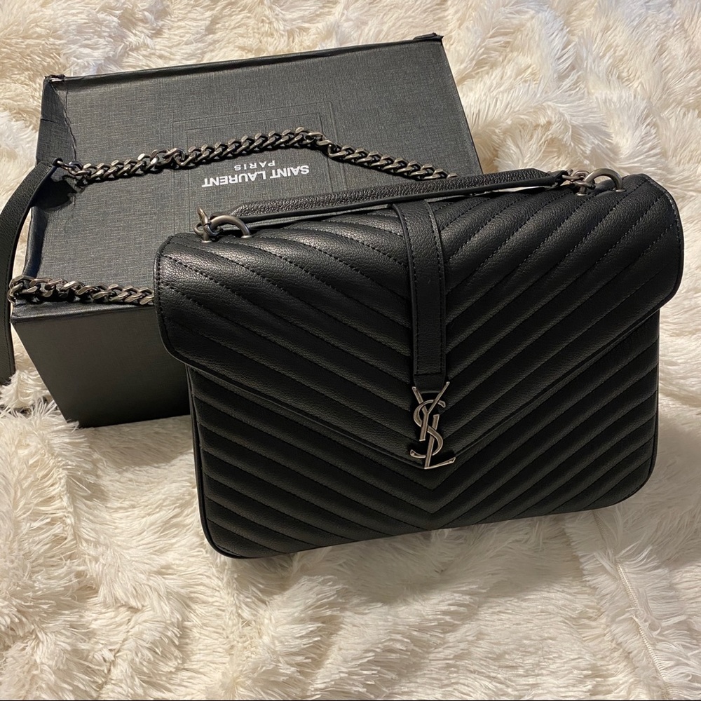 Saint Laurent Medium Collège Matelassé Leather Bag
